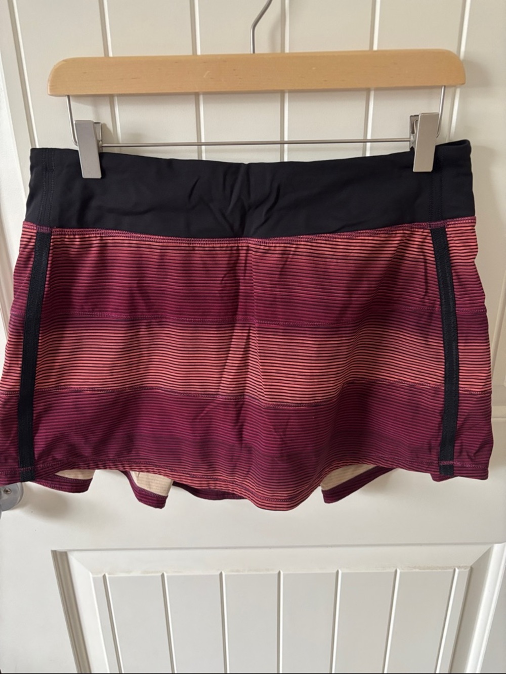 Lululemon Pace Rival Skirt 8 Tall Pink Striped Athletic Tennis Running Skort
